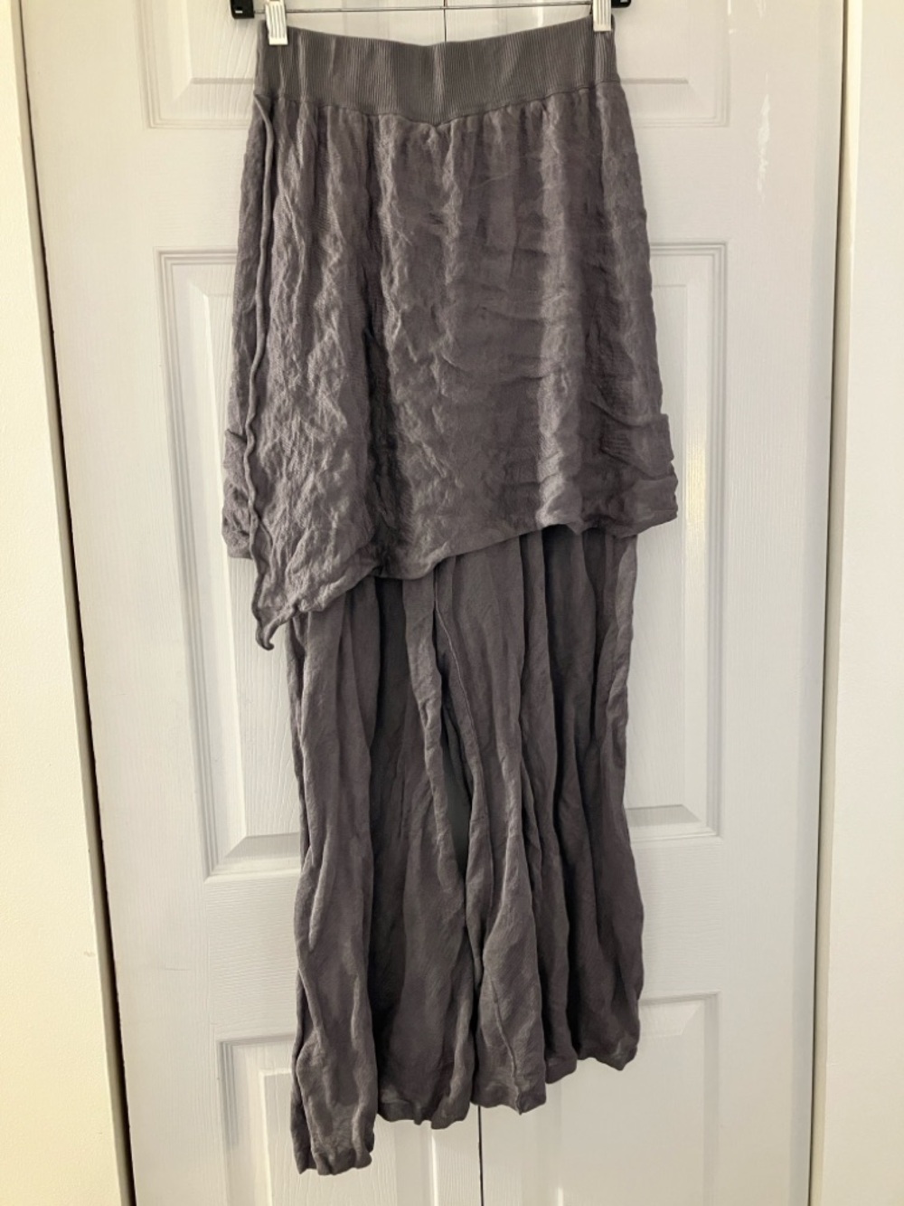 Zara Gray wrinkle effect Layered knit pants with overskirt